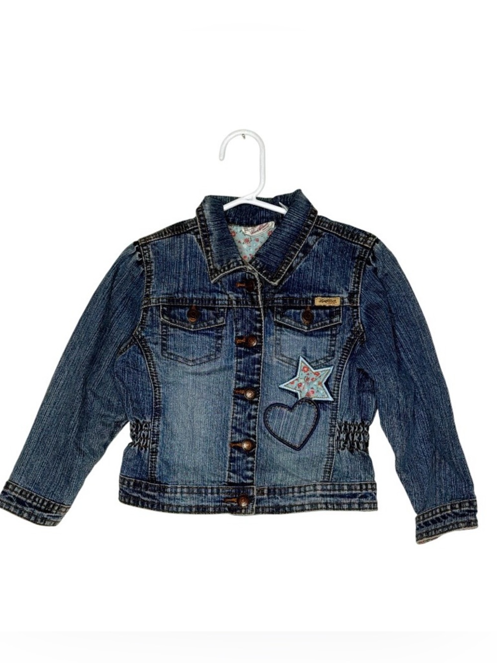 Levi Strauss Signature Girls Denim Jacket 3T Blue Stretch Jean Jacket Star Heart